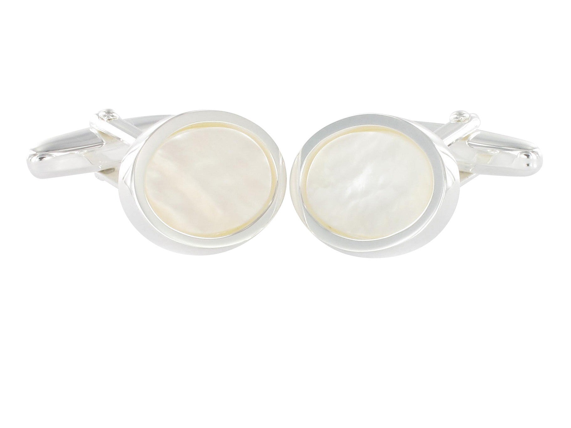 Manschettenknöpfe Silber Perlmutt-Intarsie Oval