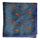 Pheasant" pocket square in blue made of pure silk - Christian Weilert