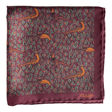 Pheasant" pocket square in red made of pure silk - Christian Weilert