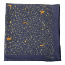 Handkerchief with African animals in dark blue made of wool/silk - Christian Weilert