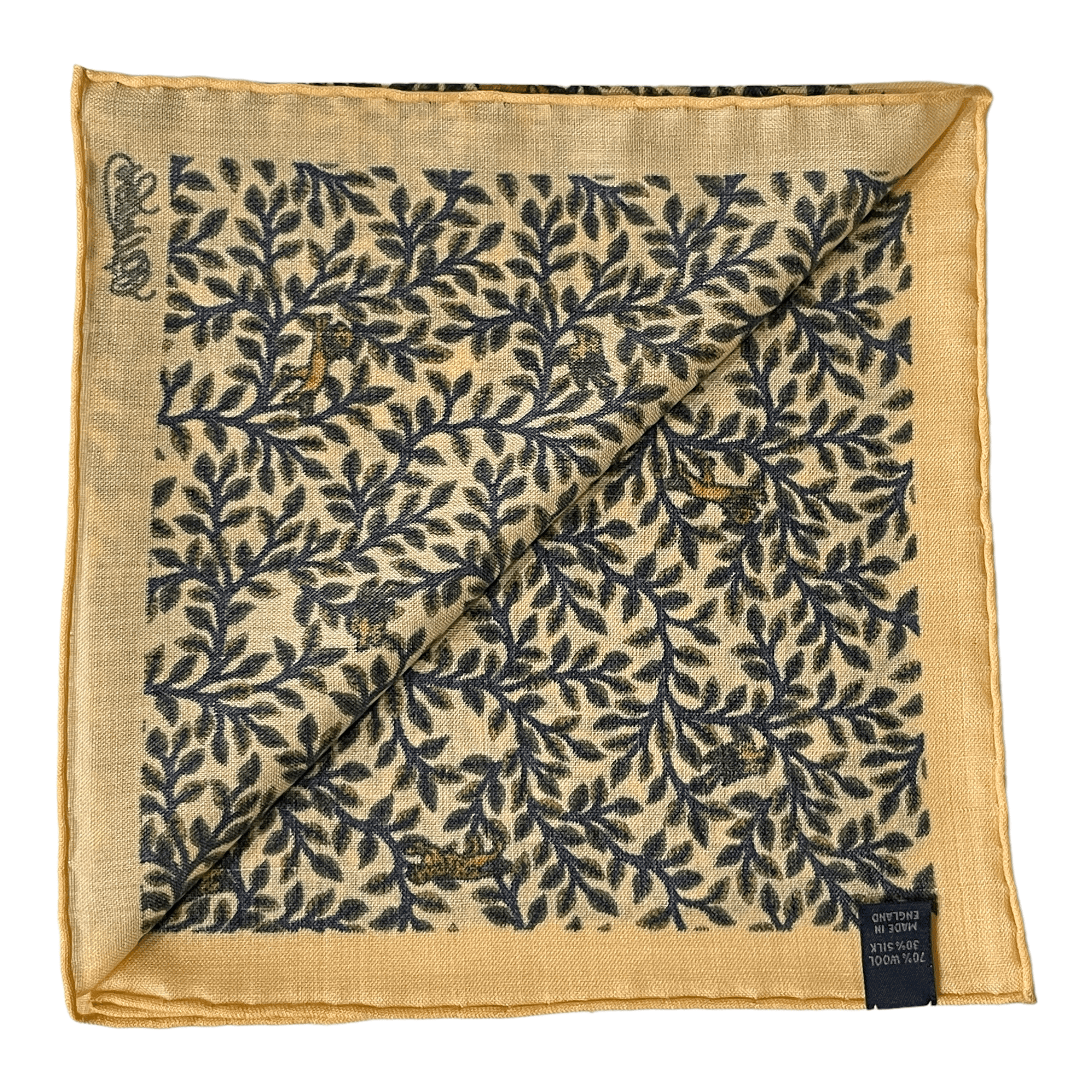 Pocket square with African animals in ecru made of wool/silk - Christian Weilert