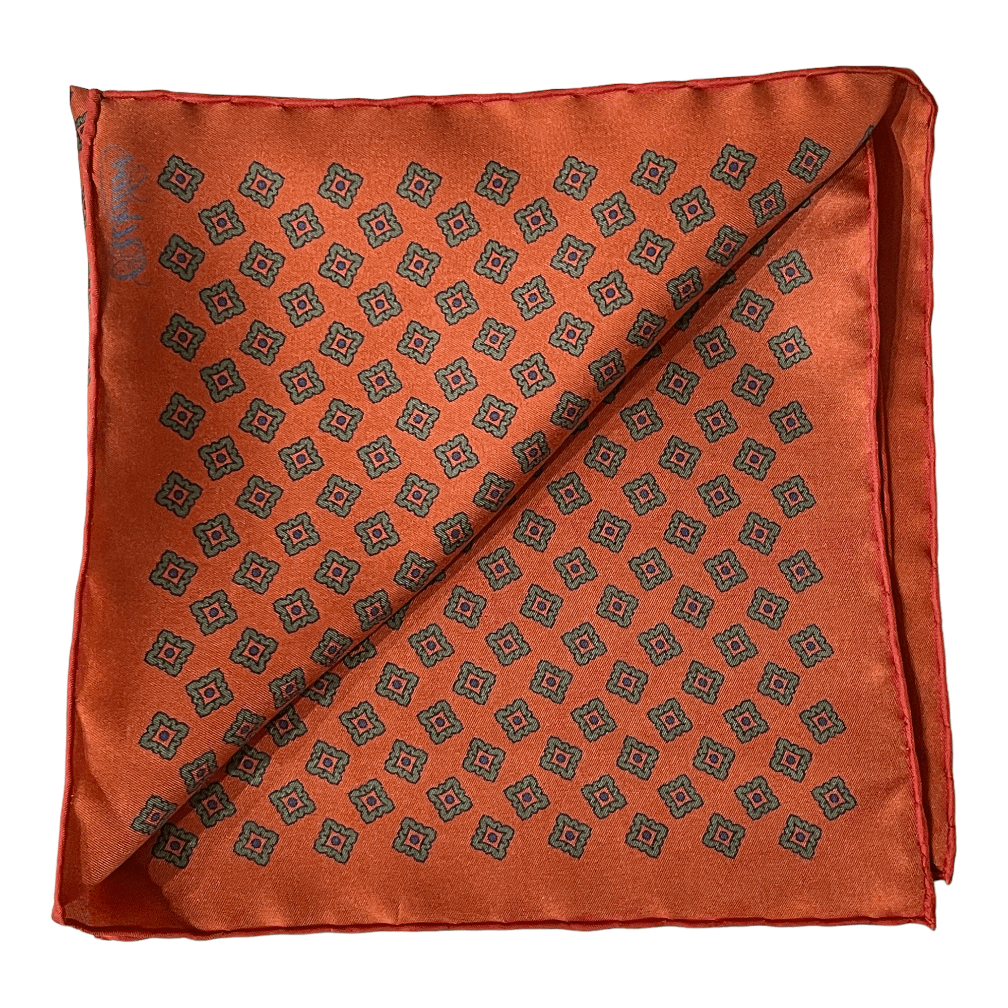 Handkerchief with floral pattern in rust made of pure silk - Christian Weilert