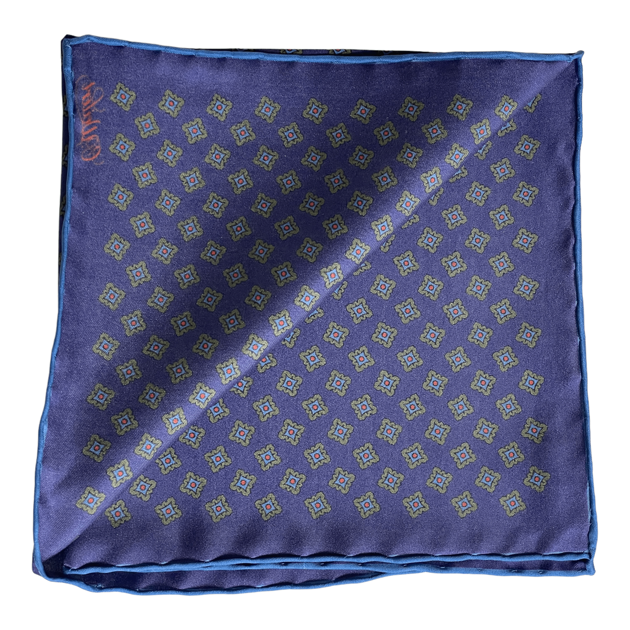 Handkerchief with graphic print in blue made of pure silk - Christian Weilert