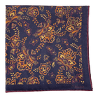 Handkerchief with large floral print in dark blue wool/silk - Christian Weilert