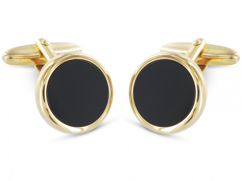 Cuff links onyx silver gold-plated - Christian Weilert