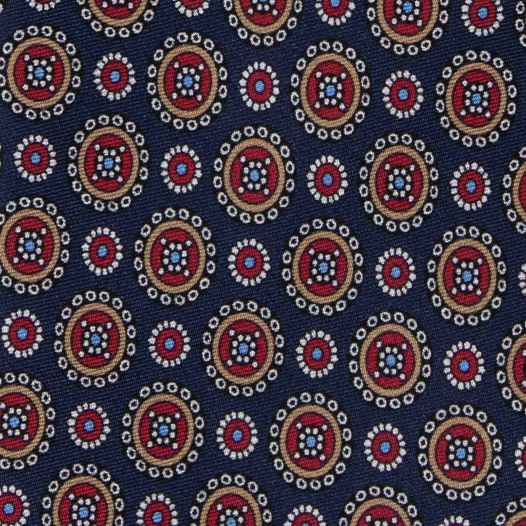 Marineblaue Seidenkrawatte mit Medaillons